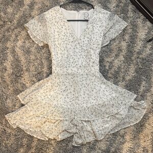 Blue Rain White Floral Dress